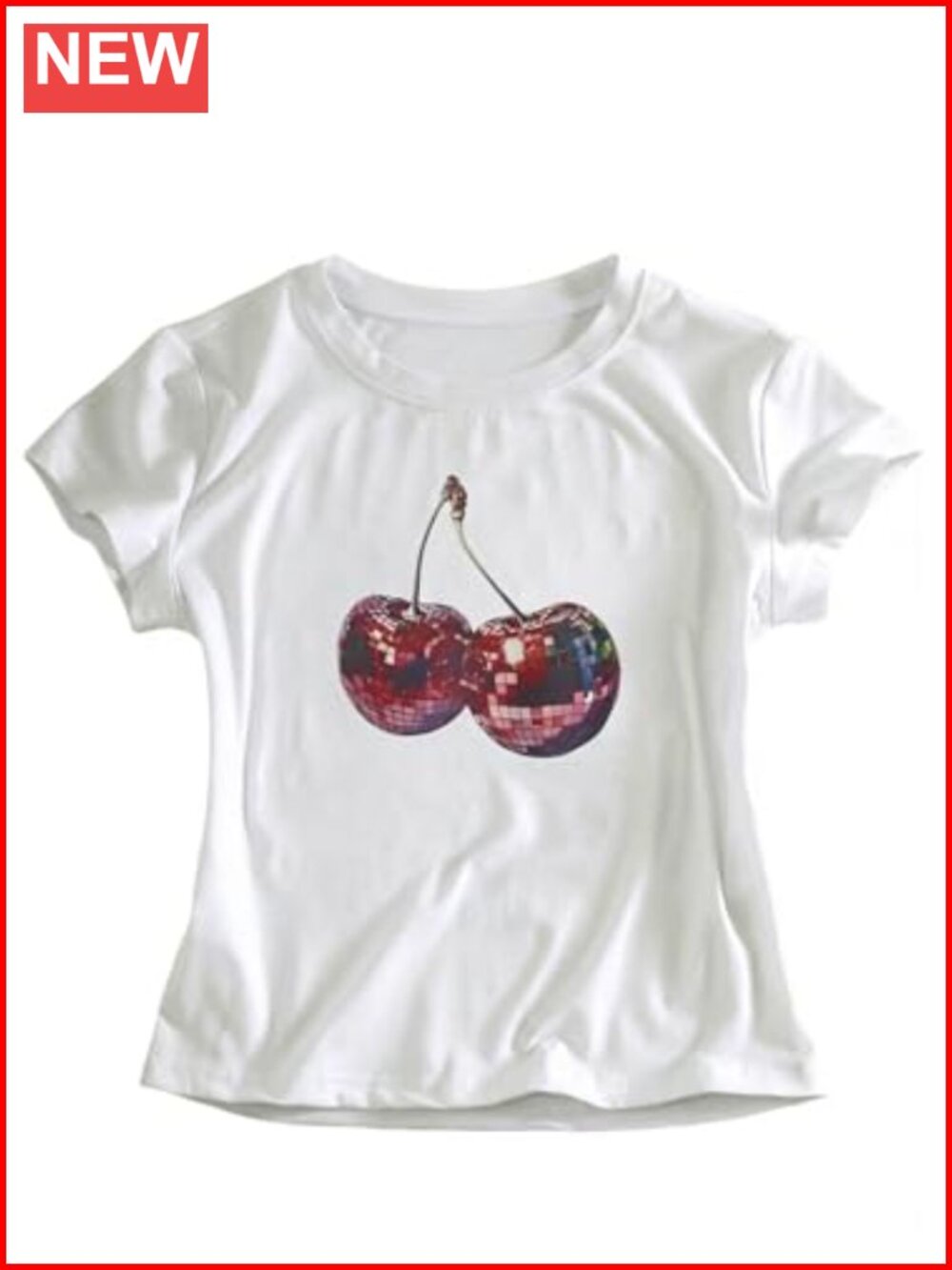 Women's Y2K Cherry Graphic Crop Tee Slim Fit Short Sleeve Summer T-Shirt